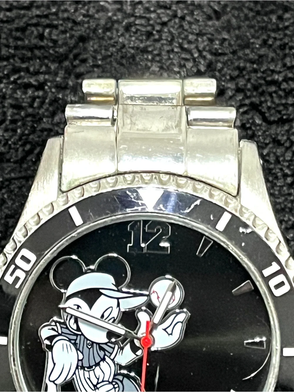 Disney Accutime Mickey Mouse Baseball Watch Stainless Steel MK2204